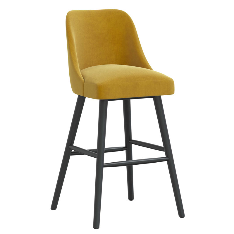 Tabouret de bar et de comptoir Gallie, Tabouret de bar (siège d'une hauteur de 31 po), Velours moutarde