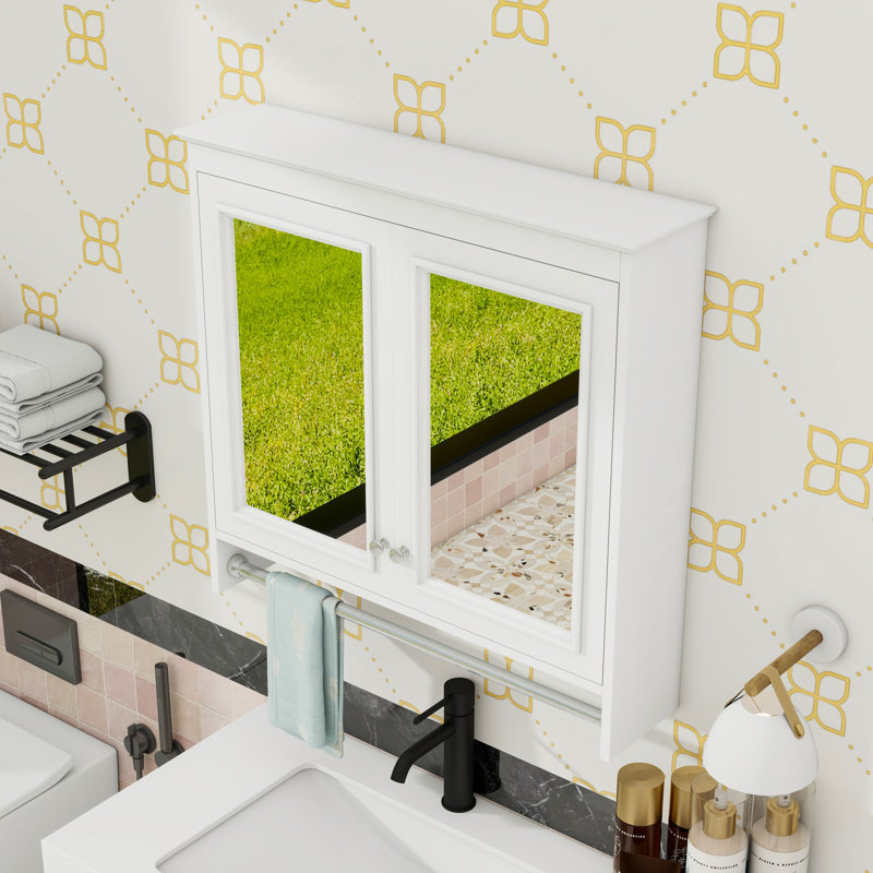Armoire de salle de bain murale 3 en 1 avec tablettes réglables et miroir haute définition, Blanc