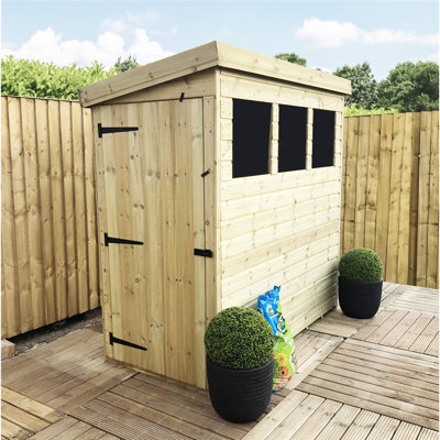 Caddaric 7 x 3 Pressure Treated Pent Garden Shed with Side Door