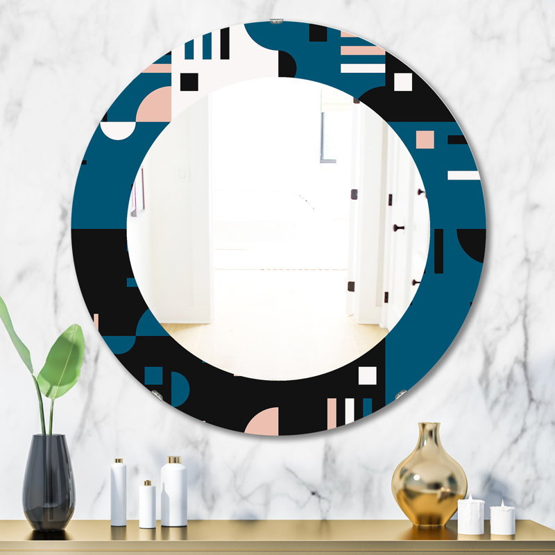 Miroir de coiffeuse Honeycomb, H 23,6 po x l 23,6 po, Géométrique, Bleu