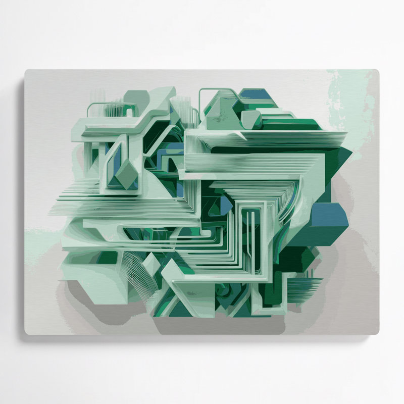 Geometric Abstraction 76 Green Metal Wall Art, 11" H x 14" W