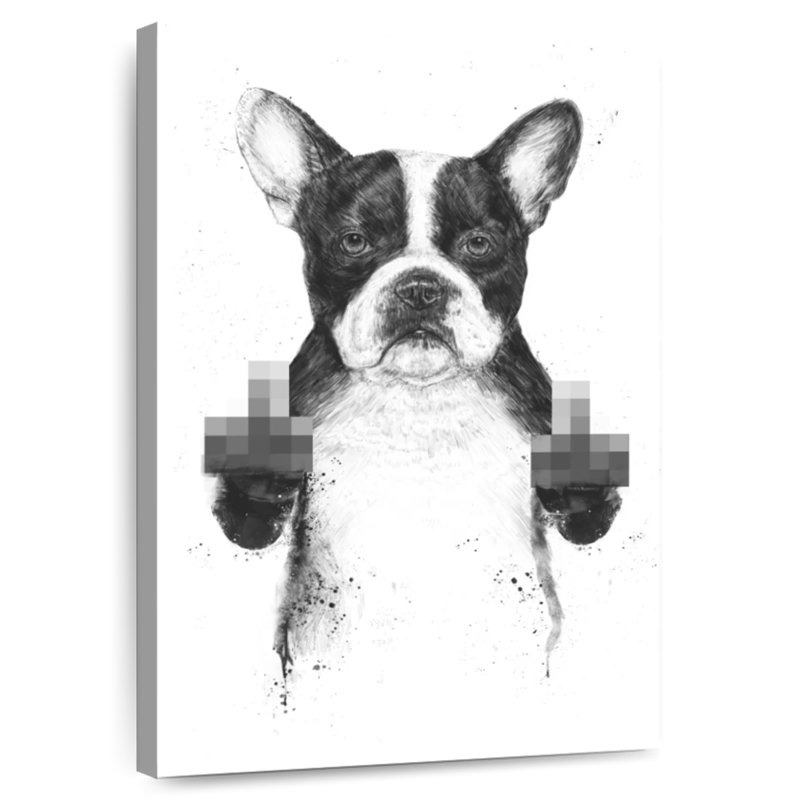 Brampt chien censuré, H 12 po x l 8 po