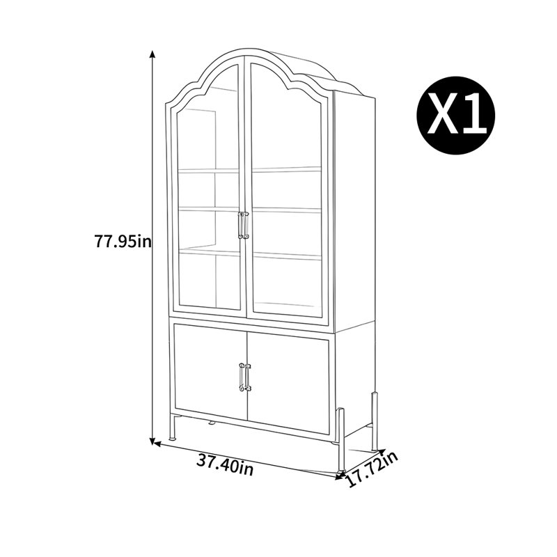 French style multi-layer display bookcase, Black