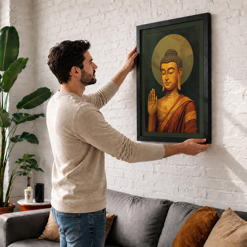 Buddha in Radiance Religious & Spiritual - Framed Print, A2 - 59.4 x 42.0 cm, Unframed