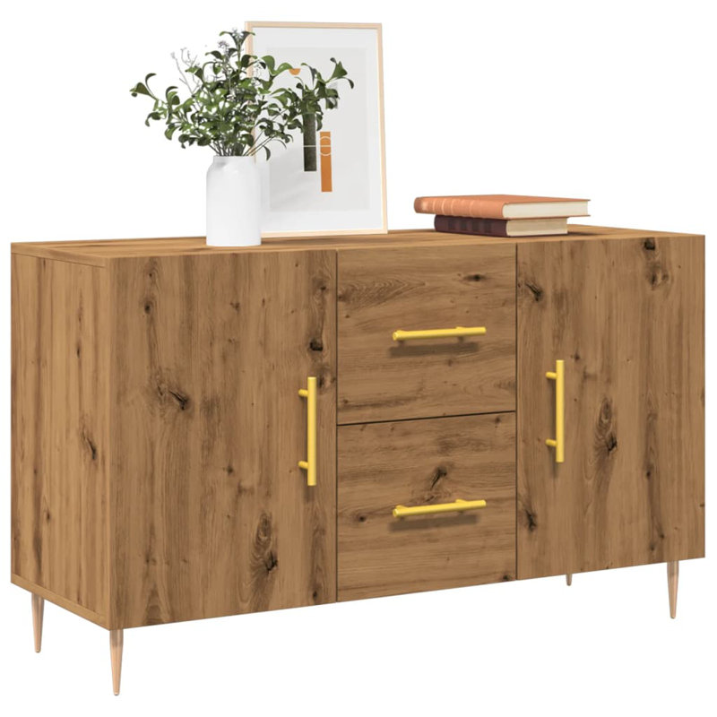 vidaXL Sideboard Engineered Wood, Metal 39.4 in Sideboard, Black