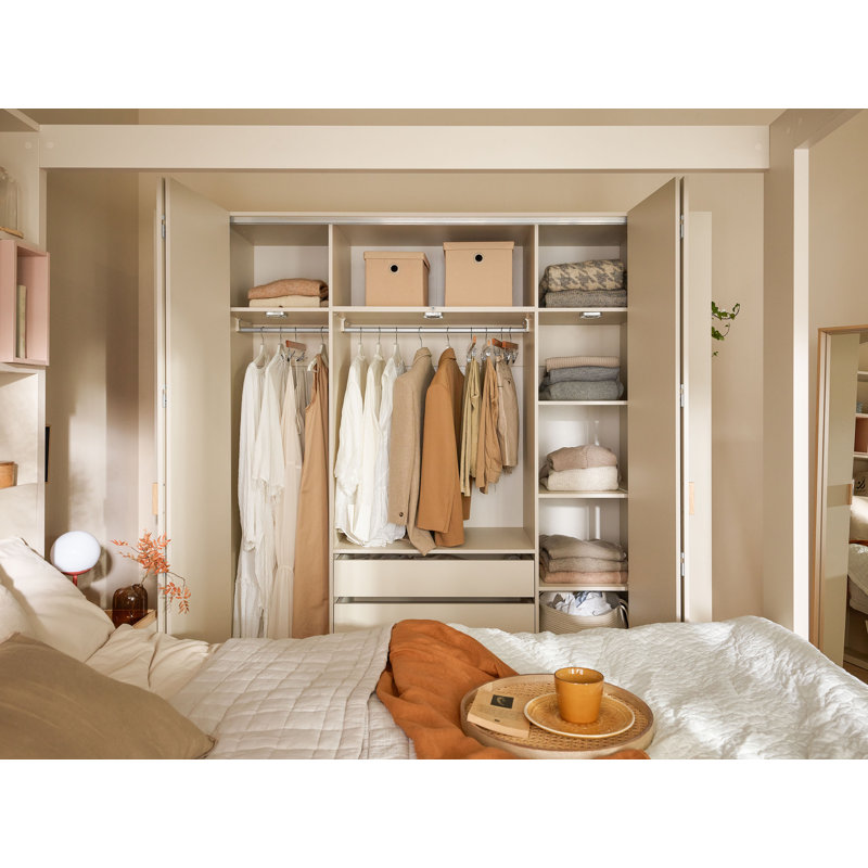 Essie 4 Door Wardrobe, Beige, 240.6cm H x 180cm W x 56.7cm D