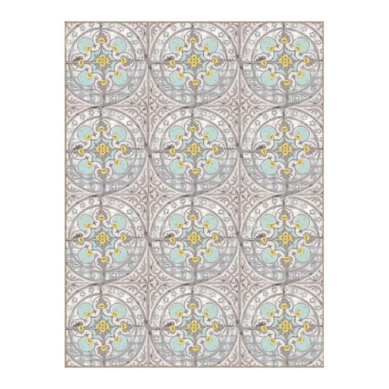 Tapis gris lavable à motif floral, Sous-tapis rectangulaire de 3 pi 3 po x 4 pi 11 po