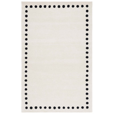 Tapis ivoire / noir en coton / laine touffeté à la main Lexy