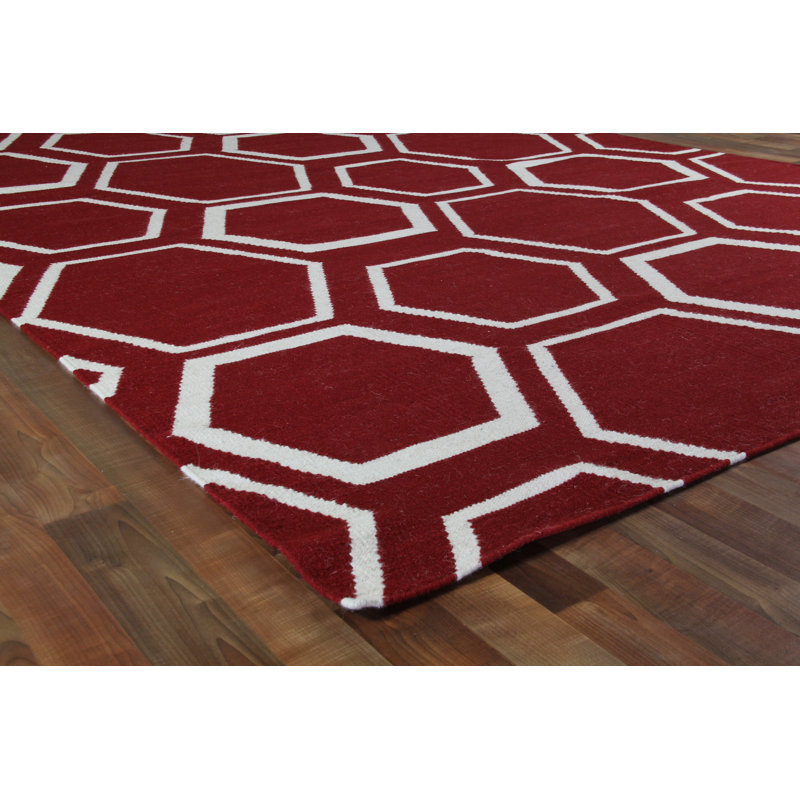 Wool Geometric Area Rug, Rectangle 5' x 8'