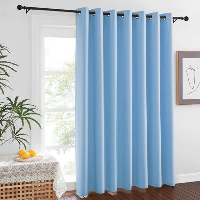 Rideaux de séparation bleus de 100 pouces de large, rideau occultant et isolant avec œillets occultant pour porte de chambre à coucher en verre, 1 panneau, l 100 x L 84