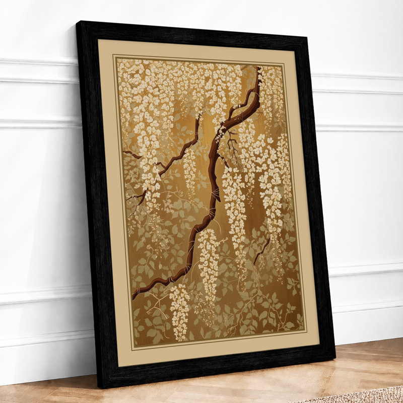Branch in Blossom Japandi - Framed Print, A2 - 59.4 x 42.0 cm, Black