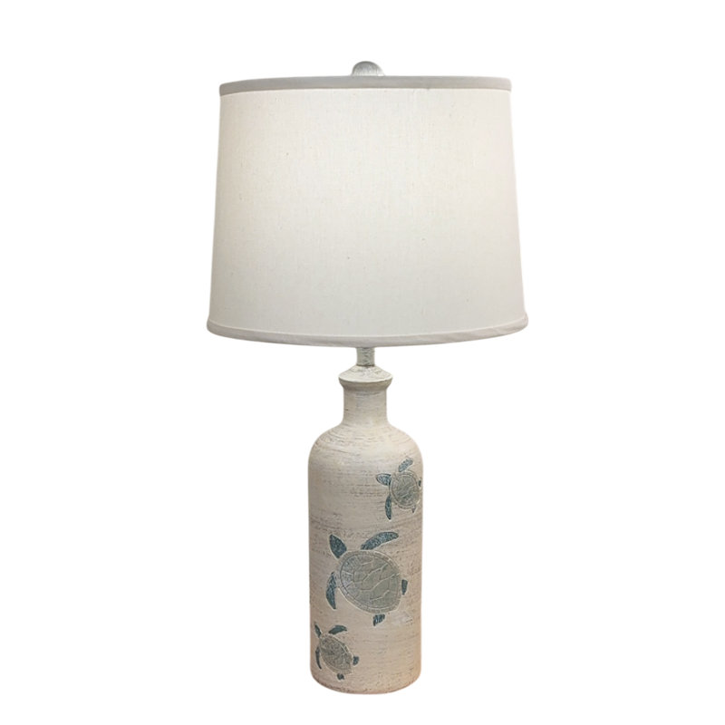 Cottage/Tide Etched Turtle Table Lamp, Cream