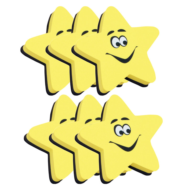 Star-Shaped Magnetic Whiteboard Erasers Set of 6