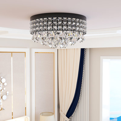 Theodora 4 - Light 15'' Unique / Statement Drum Flush Mount with Crystal Accents