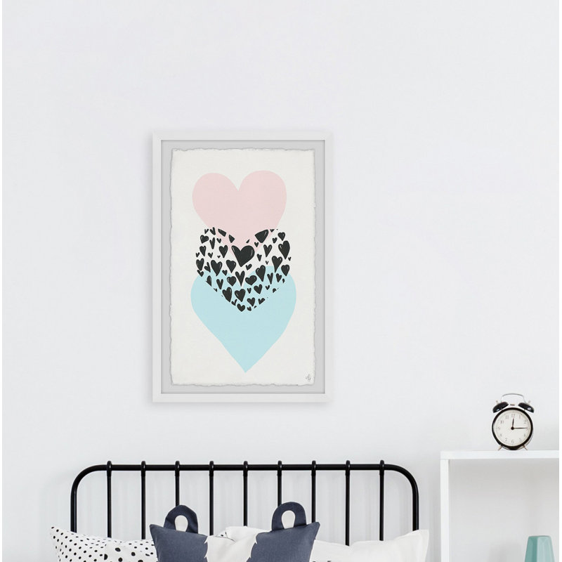 «Acklin Crackling Triple Hearts», reproduction encadrée, H 36 po x l 24 po