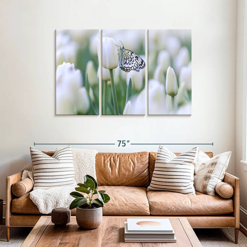 Pearl White Butterfly, 36" H x 57" W