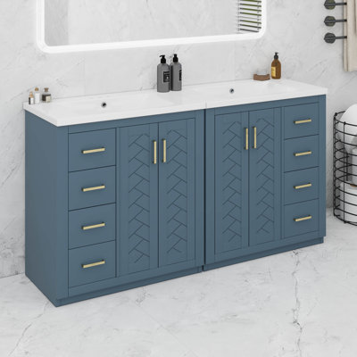 Ensemble de meuble-lavabo simple 60 po avec lavabo en céramique 60 po et 3 tiroirs