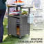 Grill Table with Stainless Steel Top, Pizza Oven Table,  Dark Grey,wood