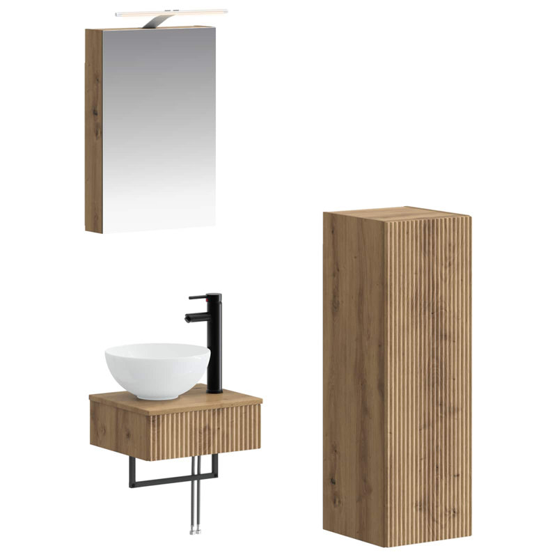 Vanity & Mirror Set, Artisan Oak