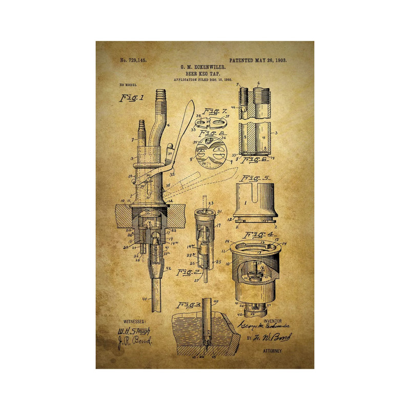 Beer Keg Tap 1903 by Dan Sproul - Wrapped Canvas Gallery-Wrapped Canvas Giclée, 45.72cm H x 30.48cm W