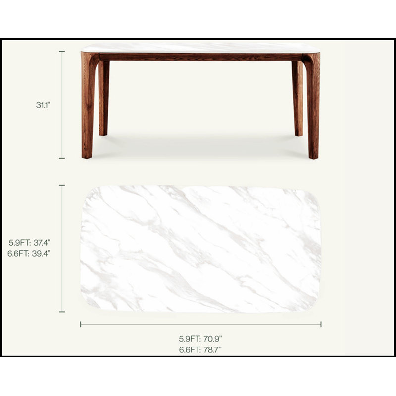 Table de salle à manger Myko, H 31,1 po x L 78,7 po x l 39,4 po