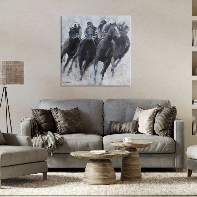 Art mural sur toile «Puissante course équestre», conception par Allayn Stevens, H 30 po x l 30 po