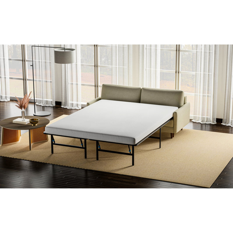 Mousse à mémoire de forme de 1 po et matelas haute densité de 3,72 po pour lit double - tissu tricoté à 100% antidérapant de 280 g / m² blanc et gris 70,54 po x 52,17 po 4,83 po