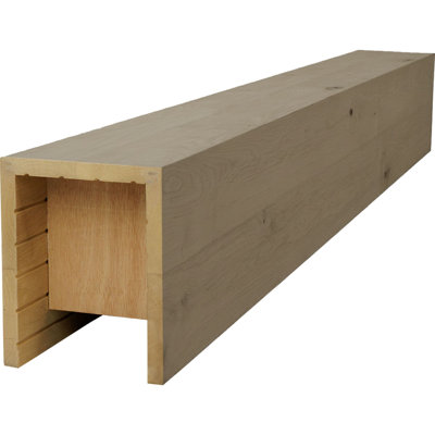 AmeriCraft Wood Smooth Beam, 3-Sided (U-Beam), 9 1/2"W x 11 1/2"H x 192"L, Weathered Grey Finish, Stain Grade Knotty Alder