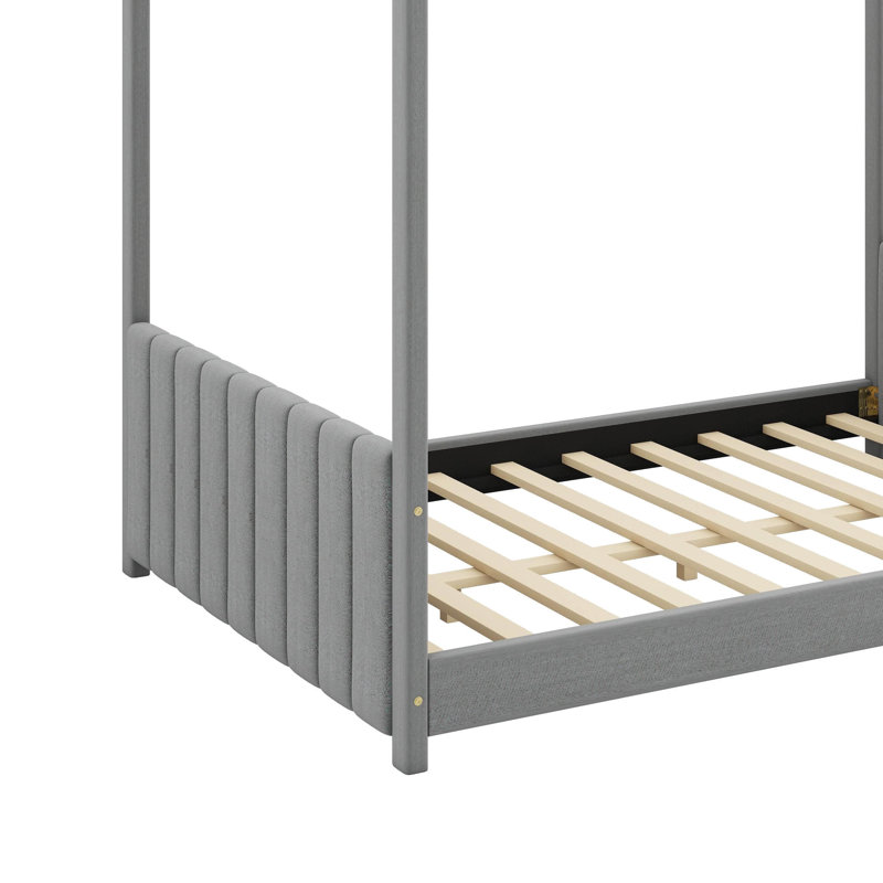 Velvet House Bed Wood Bed, Full