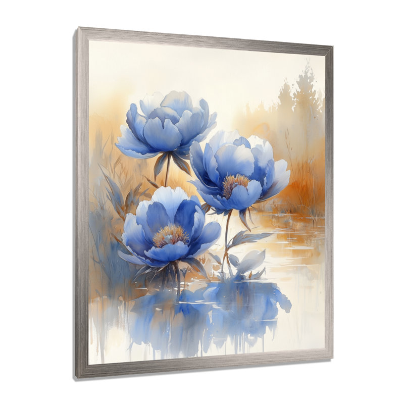 Keegan - impressions murales florales, H 20 po x l 12 po, Reproduction encadrée d'une seule photo, Argent argent