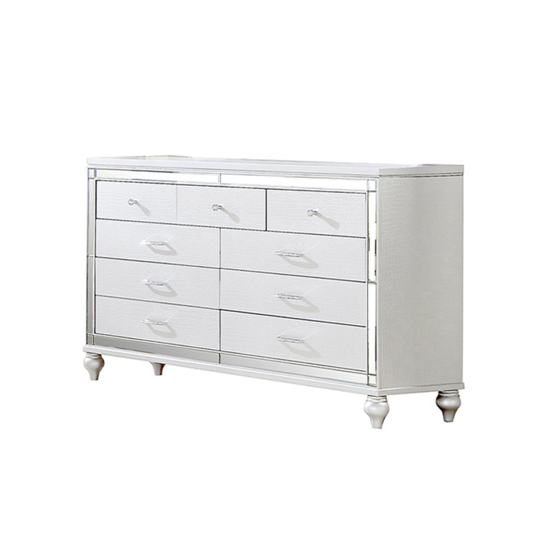 Denard 7-Drawer Double Dresser with Diamond Accents, White