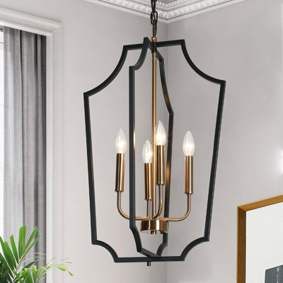Kaylaa 4 - Light Moden Gold Black Lantern Chandelier