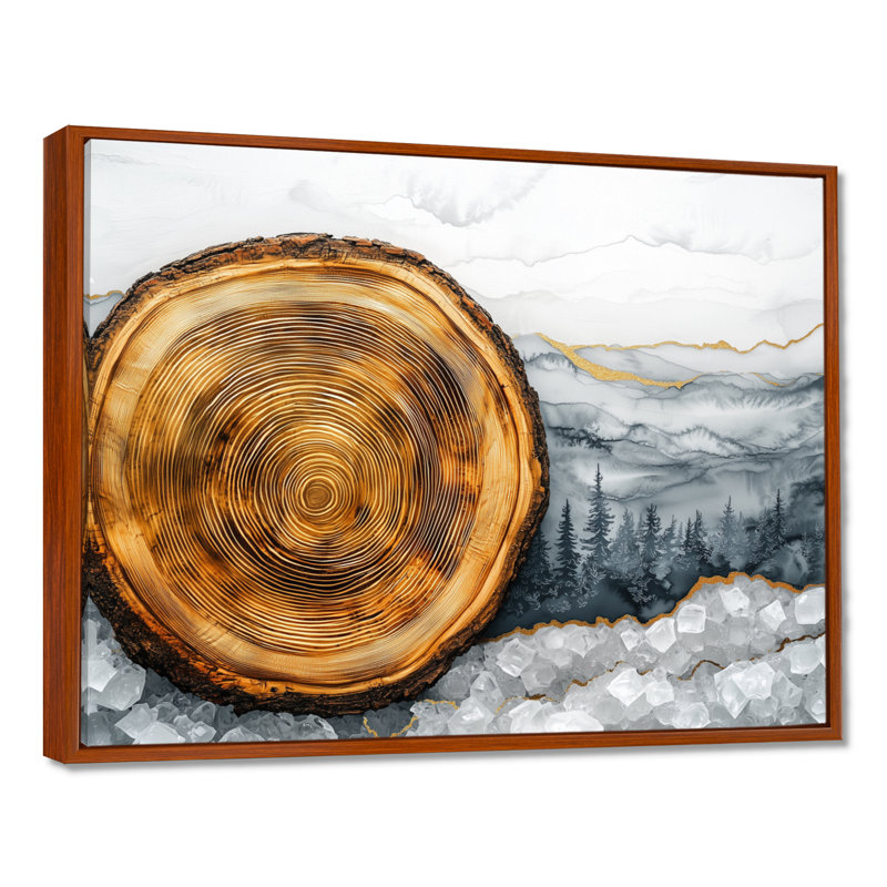«Graviela Crystal Winter Forest Lansdcape Wood Slide I», art mural forêt, Brun, H 12 po x l 20 po