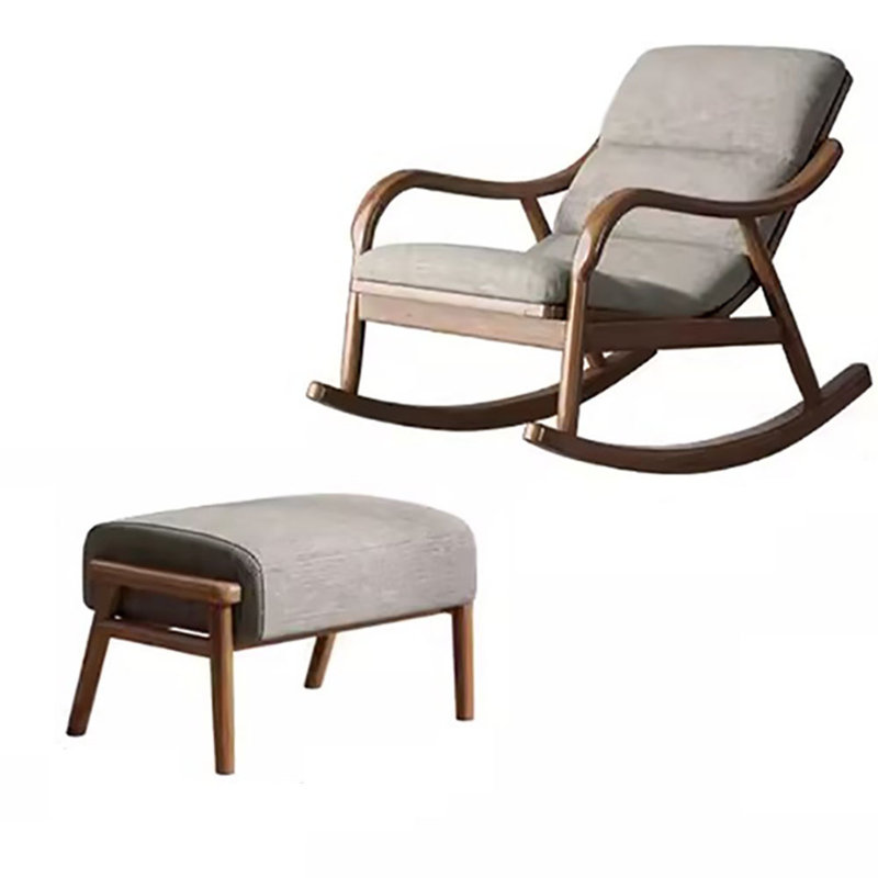 Chaise berçante en bois massif Nordic Chinese, Beige