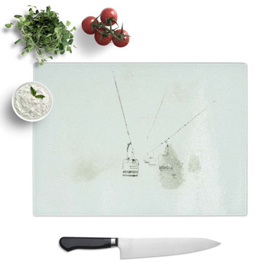 Tempered Glass Ski Lift in Morillon France Chopping Board
