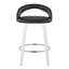 Tabouret de bar à hauteur fixe avec pivot en bois blanc et similicuir noir avec repose-pieds rond chromé - ensemble de 2-911717444