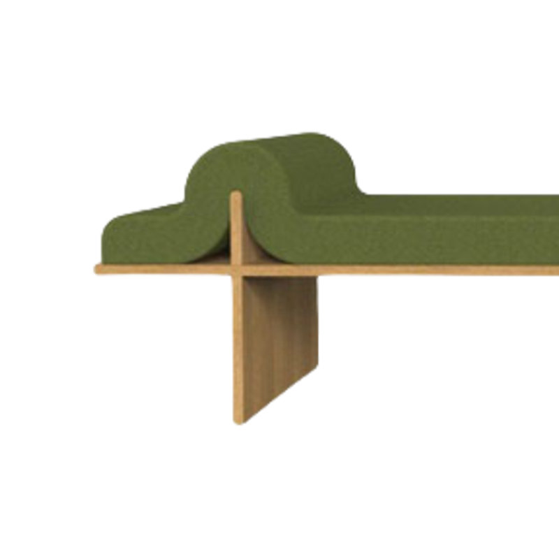 Banc avec siège souple en bois massif et aire de repos pour centre commercial, H 15,75 po x l 47,24 po x P 19,69 po, Vert