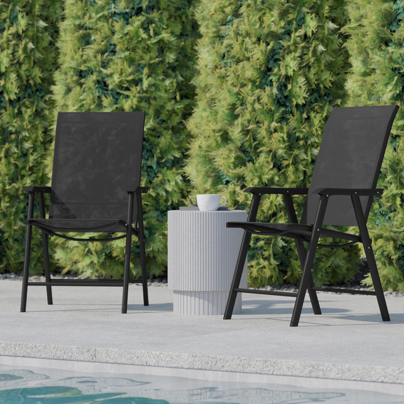 Chaise de patio pliante d'extérieur Hedgesville, Noir