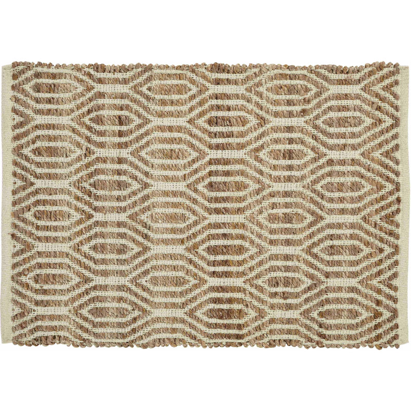 Tapis naturel tissé à plat à la main Chen Ikat, Rectangle 2 pi x 3 pi