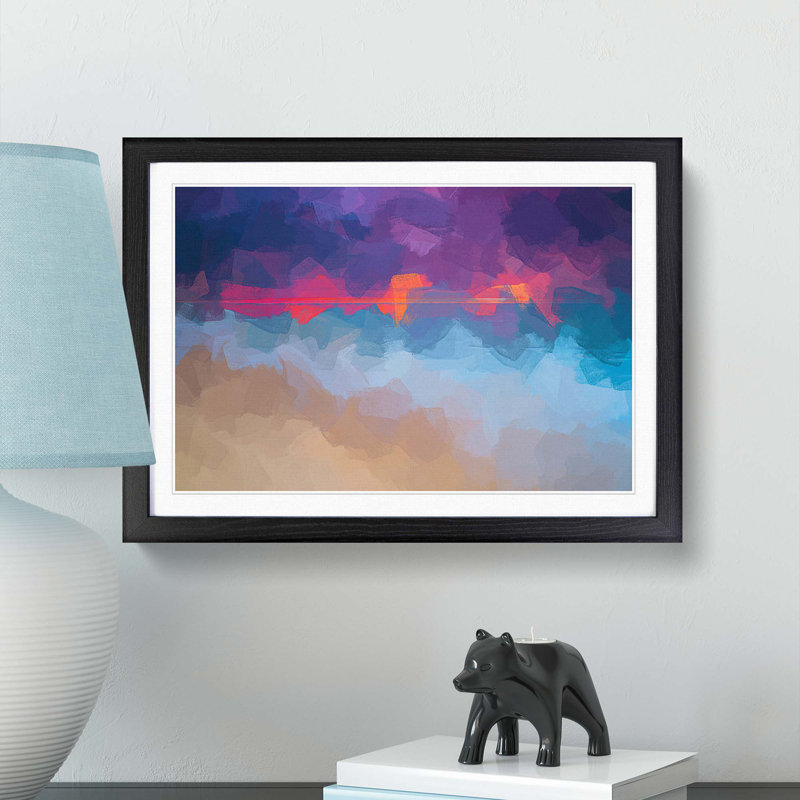 Pink Sunset - Framed Print, 40cm H x 60cm W x 2cm D, Black