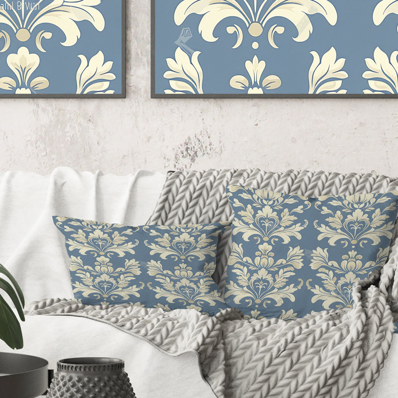 Motif floral bébé bleu rustique - V, Forme rectangulaire, H 12 po x l 20 po