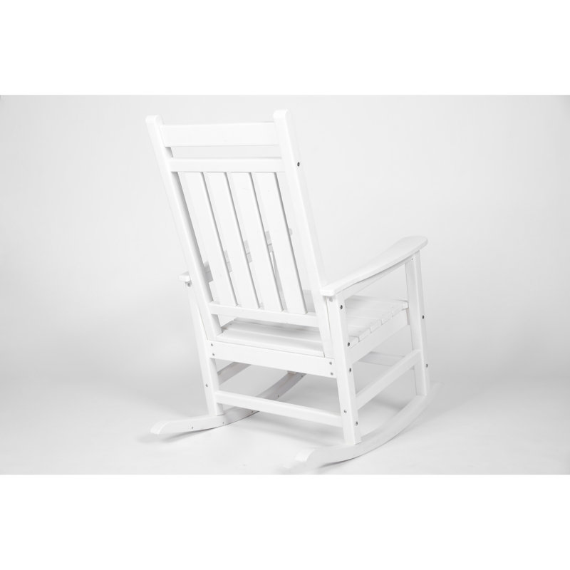 Durable Weather-resistant Rocking Chair Set With Stylish Side Table, 3-piece In White