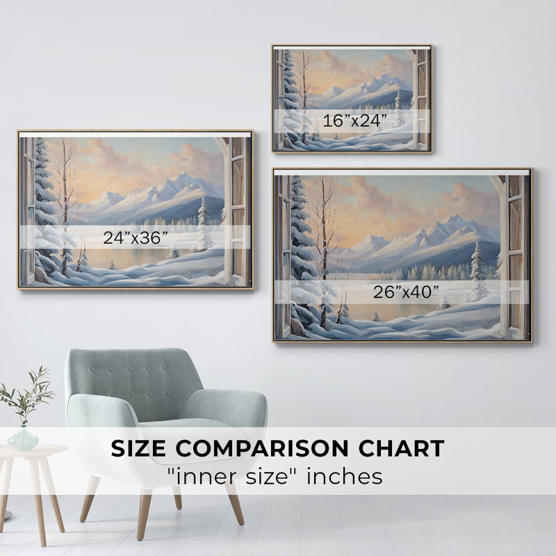 Paysage rétro - Toile tendue avec châssis encadré CCXVI, Bois naturel, H 25 po x l 37 po