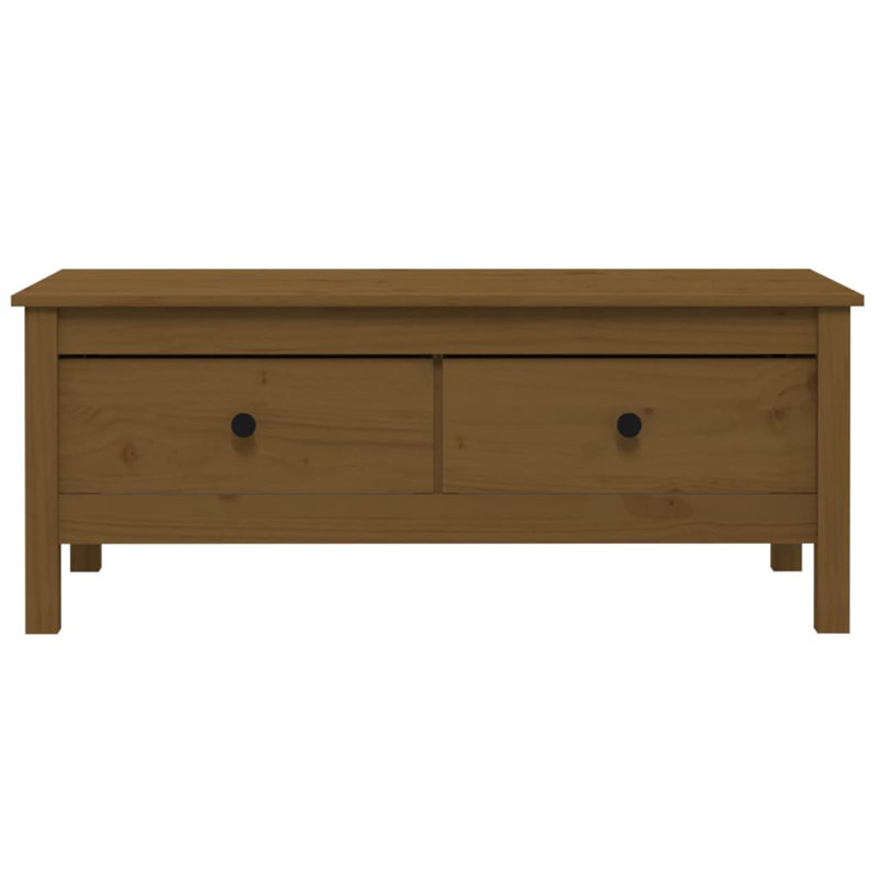 Warren Solid Wood Four Leg Coffee Table with Storage, Brown