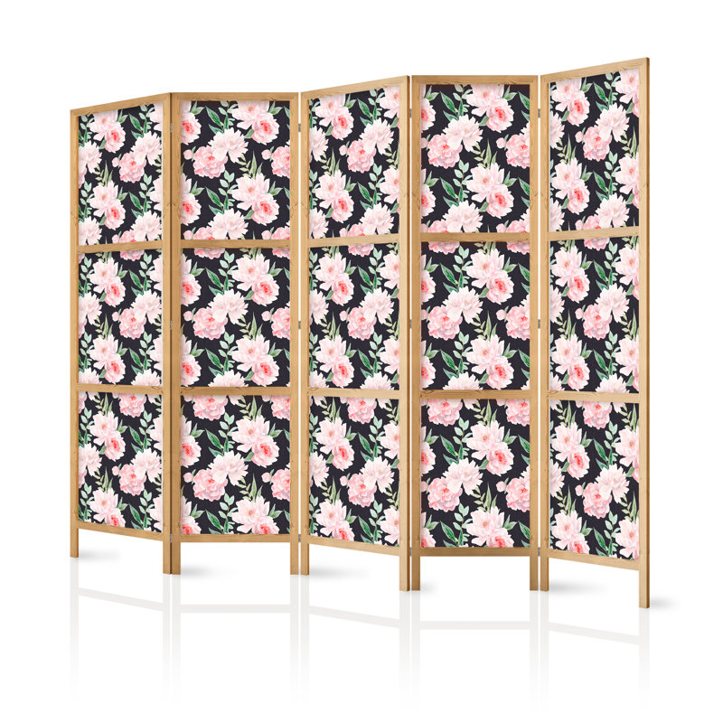 171cm H Solid Wood Folding Room Divider, 171cm H x 225cm W x 1.2cm D, 5