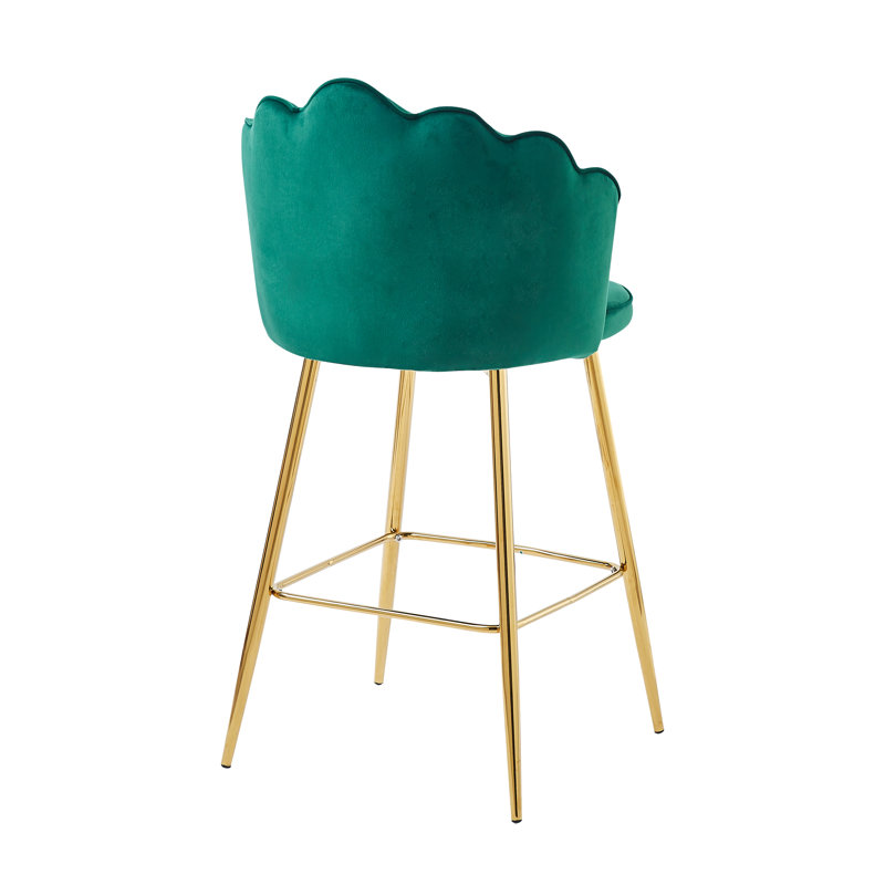 Sahuarita Upholstered and Velvet Bar Stool, Green