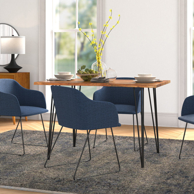 Modern Tan 48" x 30" Dining Table with Stylish Live Edge Design, Standard Height (31" Height), Black, Natural