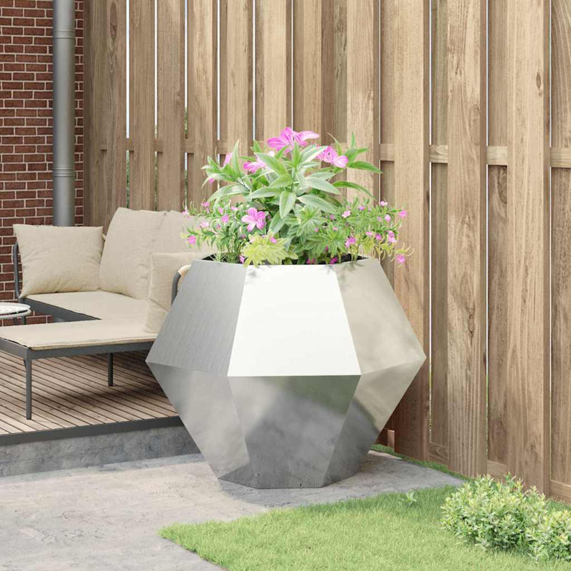  Planter Silver Stainless Steel, 80cm H x 100cm W x 100cm D