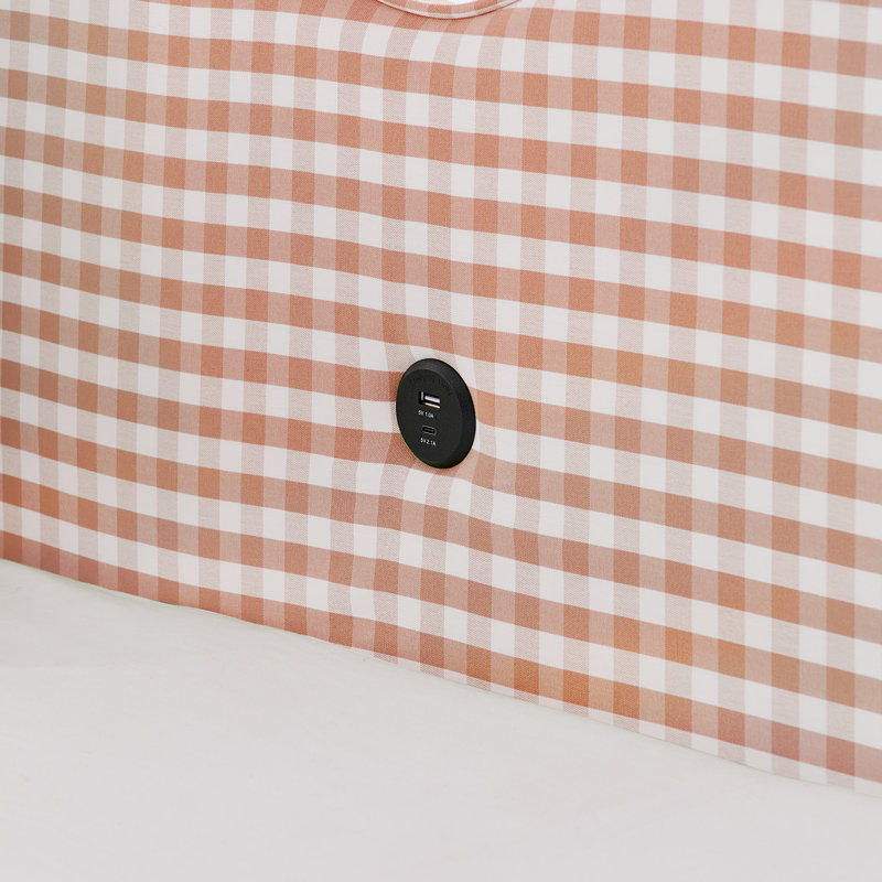 Lit de jour en lin avec couchette Helin Preppy, Lit double, Rose