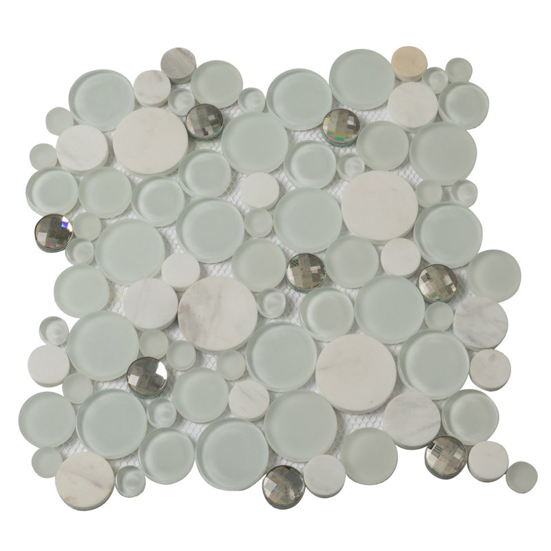 11.6"X11.6" Sparkly Glass And Stone Mosaic Tile